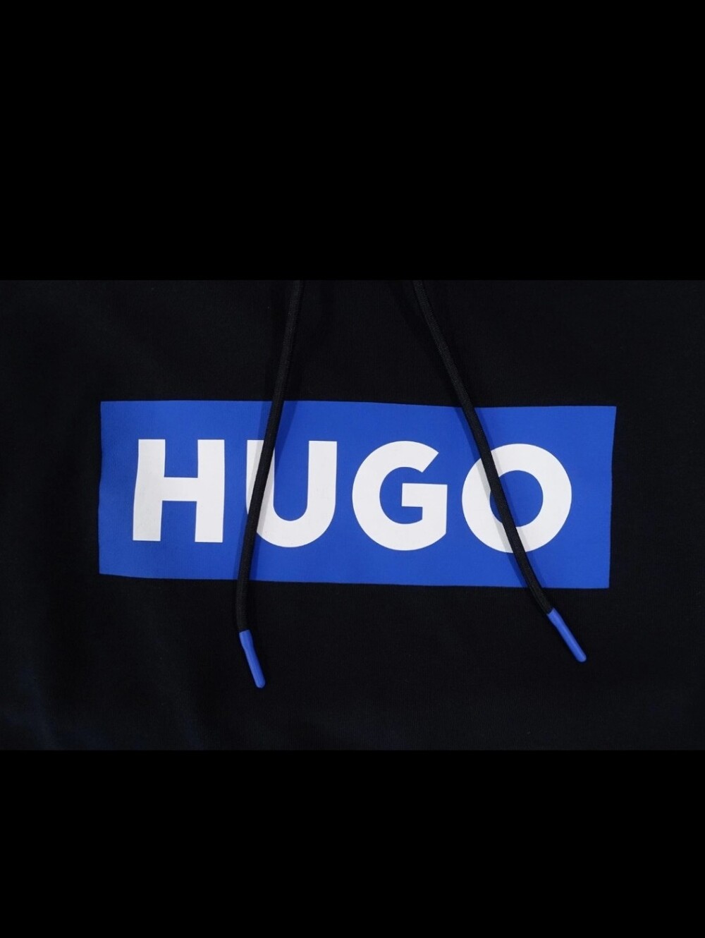 HUGO Black Hoodie with Blue Logo Box.  Men's Size XXL. NWT. MSRP $139 - Picture 4 of 7